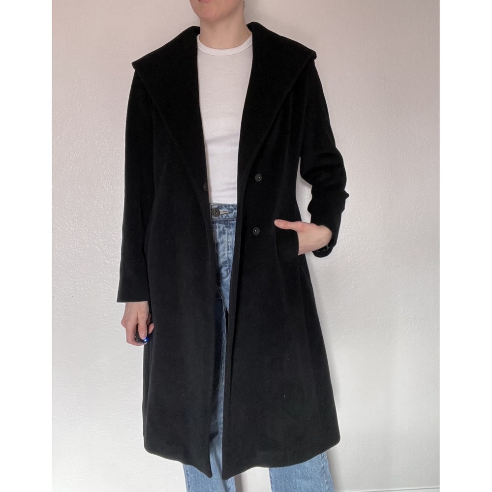 Calvin Klein Coat Womens 8 Black‎ Angora Wool Academia Old Money Quiet Luxury